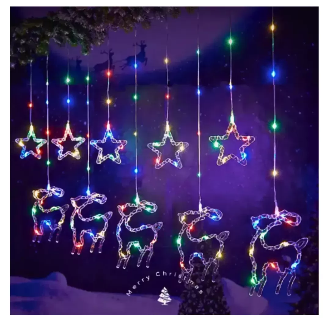 Guirnaldas solares de Luces LED Multicolor de Reno o Estrellas - 3.0 Metros